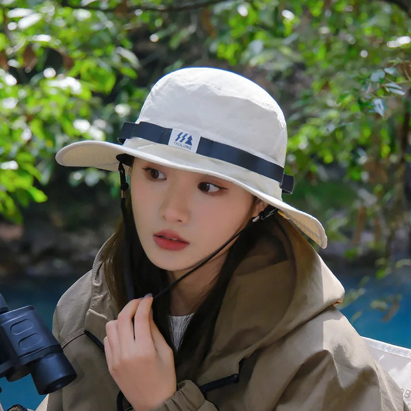 Outdoor Hiking Bucket Hats for Women Men Spring Summer Big Brim Fisherman Sun Protection Sun Hats Fashion Versatile Travel Cap Beauty hair & fashionfj
