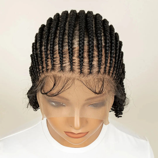 Synthetic Full Lace Cornrow Braided Wig with Baby Hair 8 Inch Knotless Braids for Black Women Braided Wigs Easy to Wear