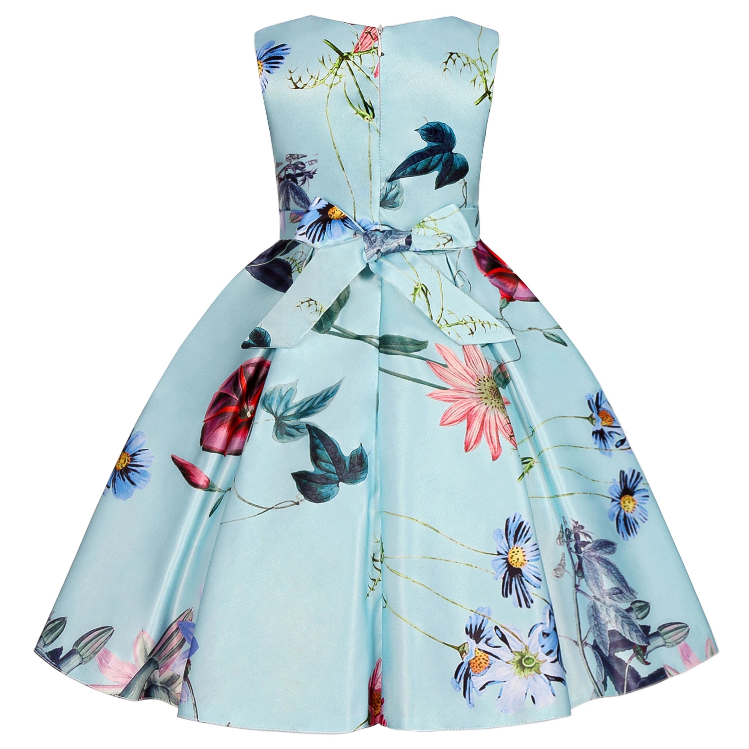 2025European and American children's new flower vintage print princess dress girl holiday party dress dress Beauty hair & fashionfj