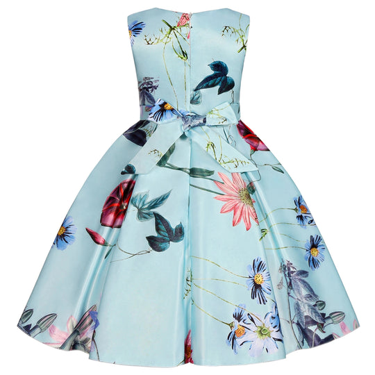 2025European and American children's new flower vintage print princess dress girl holiday party dress dress Beauty hair & fashionfj