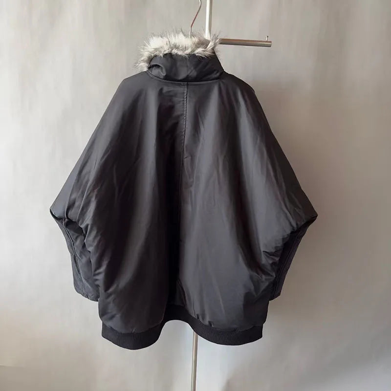 Women's winter jacket New lamb wool splicing warm thick coat for 2025 Couple style high neck windproof parkas y2k padded jacket