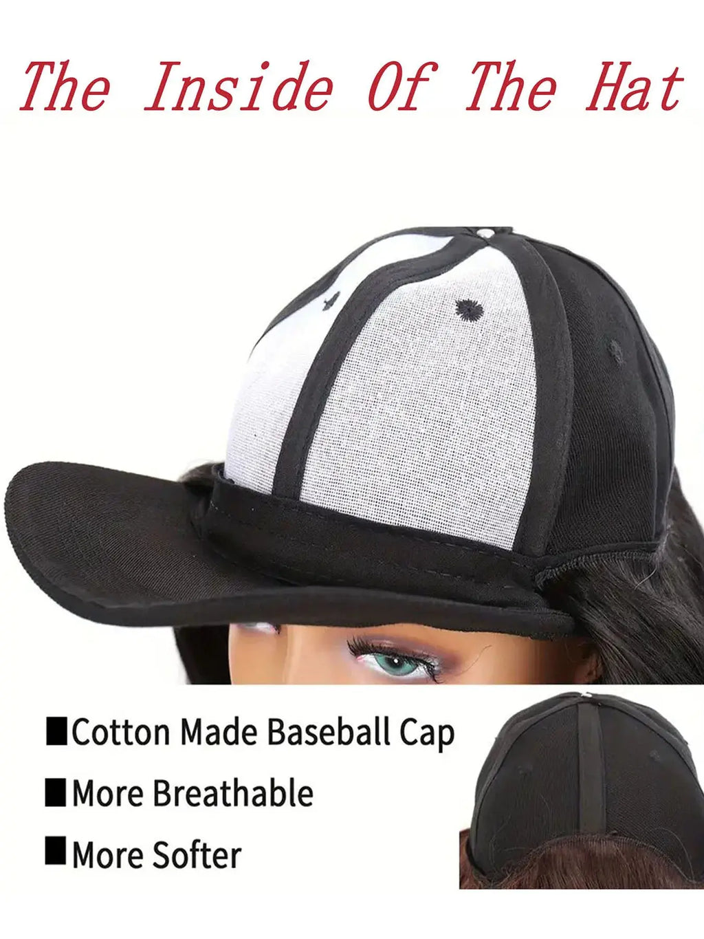 Hat Wigs Synthetic Short Bob Straight Wig With Black Baseball Cap Adjustable Hat Wigs Straight Hair Extensions For Women Fashion Beauty hair & fashionfj