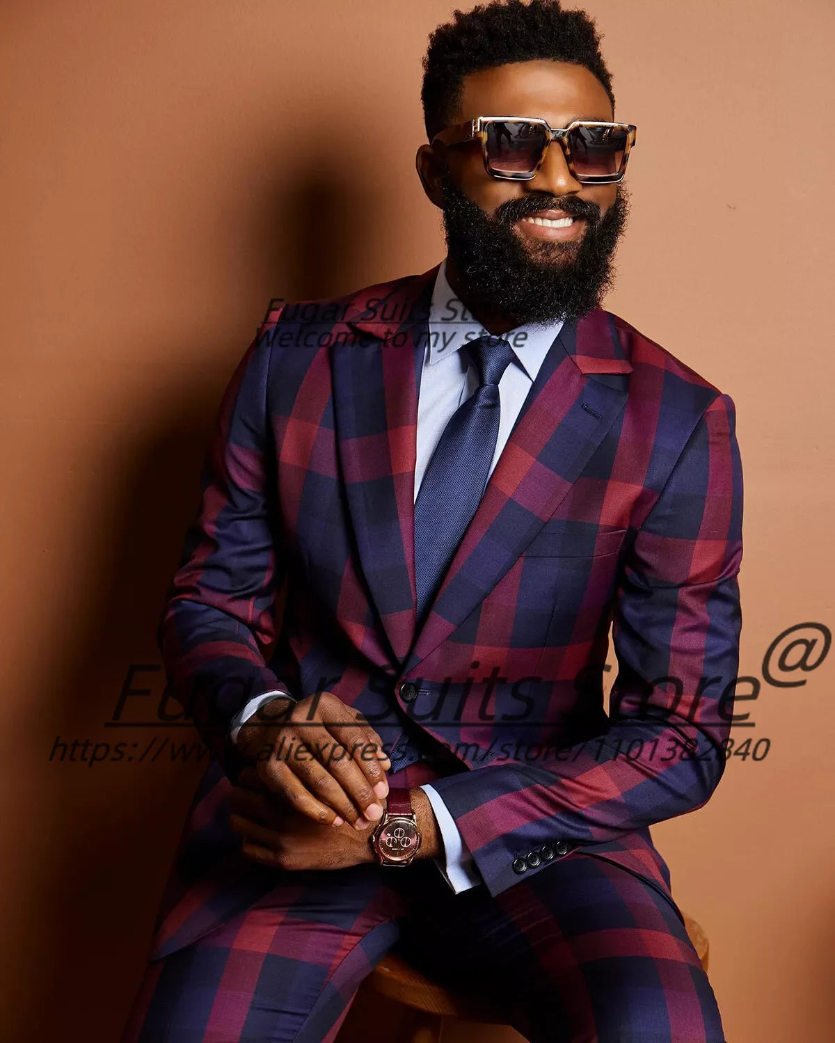 Fashion Plaid Prom Suits For Men Slim Fit Notched Lapel Groom Tuxedos 2 Pieces Sets Male Casual Blazers Handsome Ropa Hombre Beauty hair & fashionfj