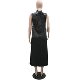 Elegant Dresses for Woman 2025 New O Neck Sleeveless Floral Decorate Straight Ankle Length Fashion Ladies Birthday Party Dress Beauty hair & fashionfj