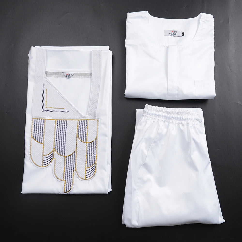 H&D New African Clothes for Men Bazan High -Quality Embroidery Robe Shirt Pants 3 PCS Set White wedding Party Ramadan Clothing Beauty hair & fashionfj