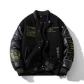 Winter Varsity Jacket Man Leather Sleeves Letter Embroidery Jacket Racing Motorcycle Woolen Coat Button Thick Warm Cool Original