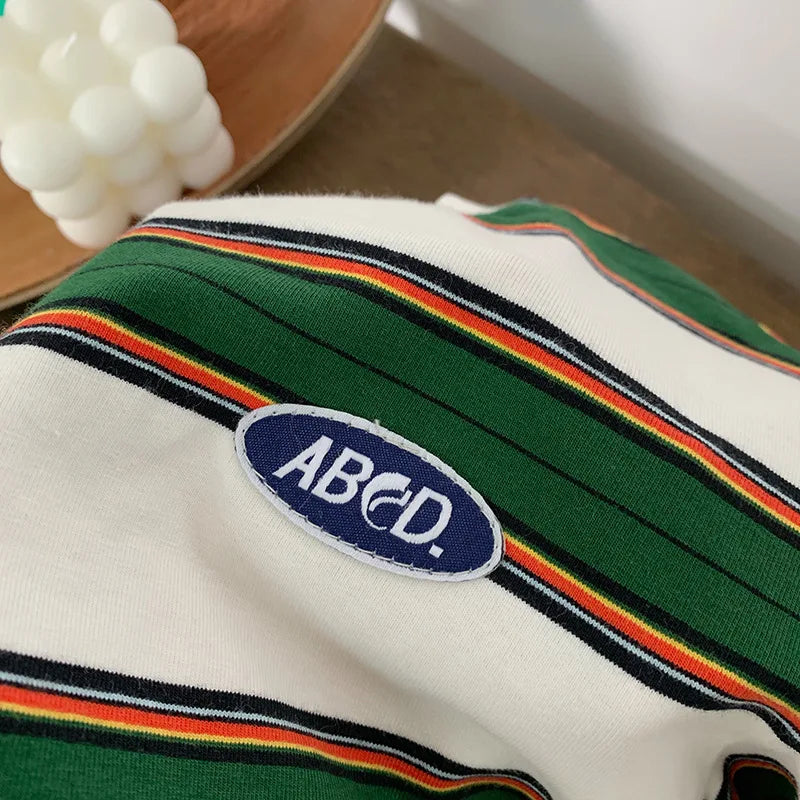 Children's Striped T-shirts For Boys Girls From 2 To 10 Years Old Kids Summer Tees Cotton Loose T Shirt Casual Kids Tops Beauty hair & fashionfj