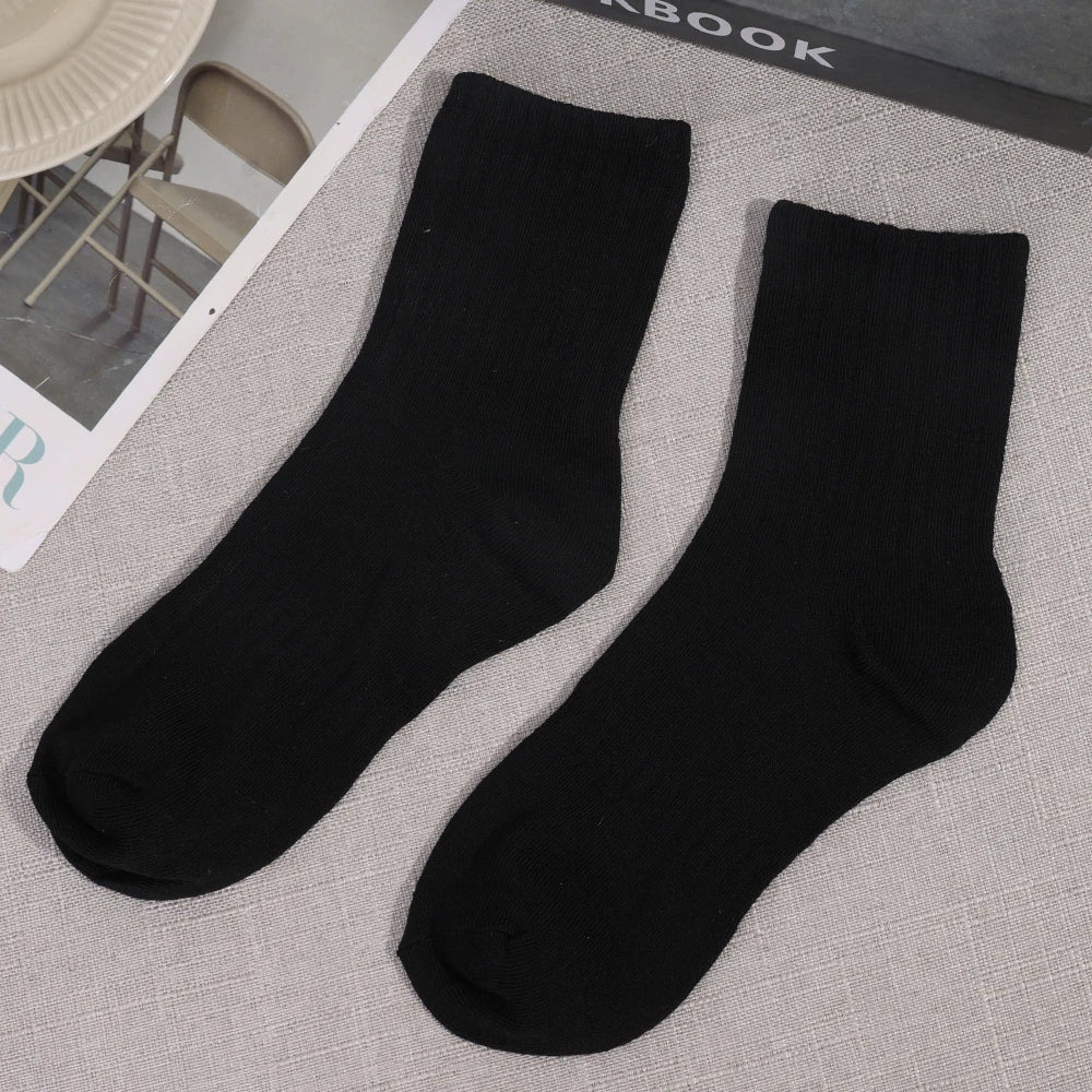 1/3pairs Cotton Men Socks Sport Mid Tube Autumn Winter Knitted Warm Cold-proof Stocking Black White Gray Simple Indoor Floor Sox