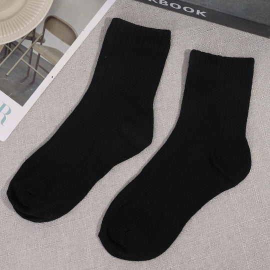 1/3pairs Cotton Men Socks Sport Mid Tube Autumn Winter Knitted Warm Cold-proof Stocking Black White Gray Simple Indoor Floor Sox