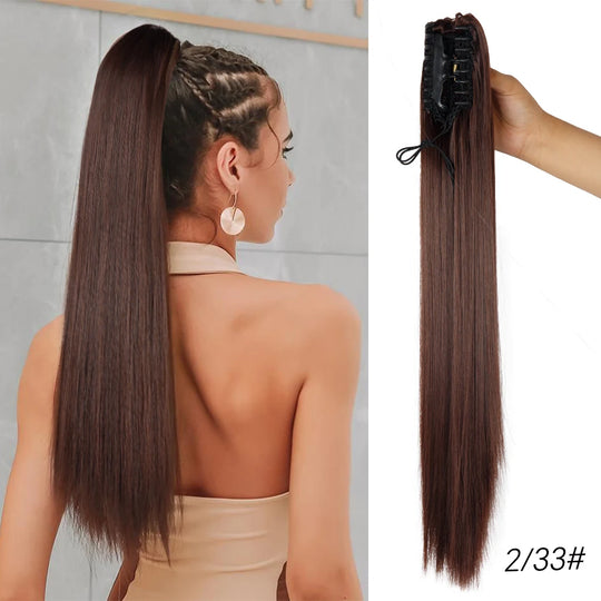 Long Straight Claw Clip On Ponytail Hair Extension Synthetic 22Inch Wavy Ponytail Fake Hairpiece For Women Pony Tail Hairpiece