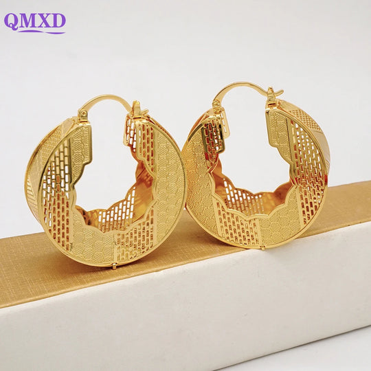 Fashion Dubai Jewelry Sets Gold Color Pendant Copper Classic Earrings Necklace For Women Daily Wear Party Anniversary Gifts