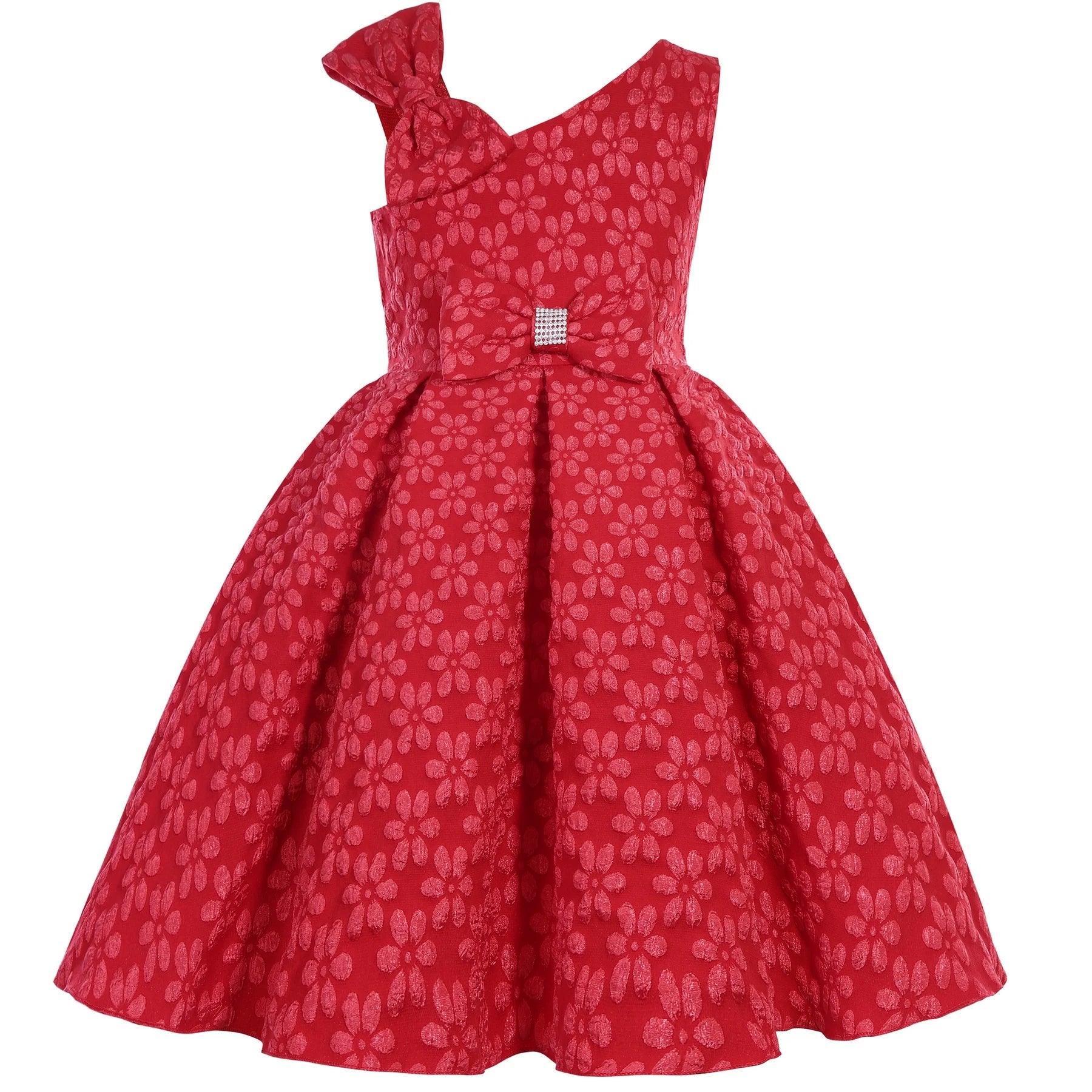 Foreign Trade Children's Clothing Girls Dresses Princess Slant Shoulder Bow Sequins Dress High-End Sleeveless Little Girl Presen Beauty hair & fashionfj