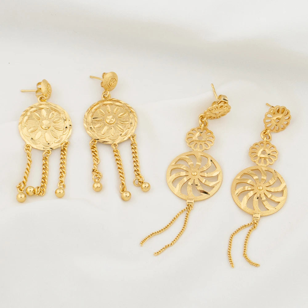 Gold Color Earrings for Women New Arrival 18K Gold Plated Copper Fashion Long Dangle Earrings Charm Wedding Party Jewelry Gift