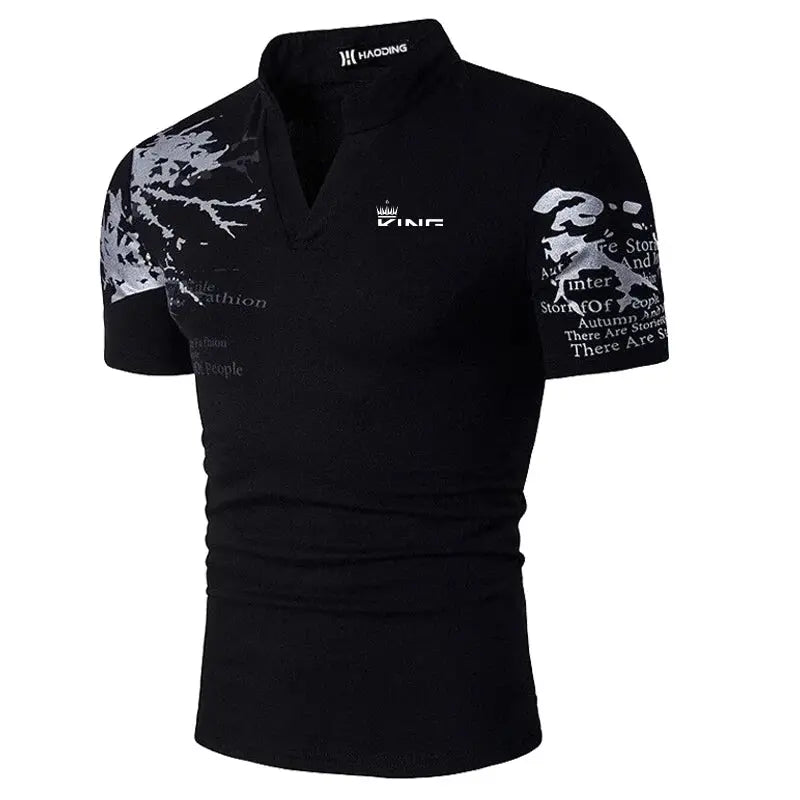 Men's Polo Shirt Golf Shirt Graphic Prints V Neck Outdoor Street Short Sleeves Print Clothing Sports Fashion Streetwear Designer Beauty hair & fashionfj