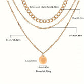 Multi Layered Golden Silvery Necklace for Women Staackable Necklace with Round Pendant  for Daily Wear Beauty hair & fashionfj