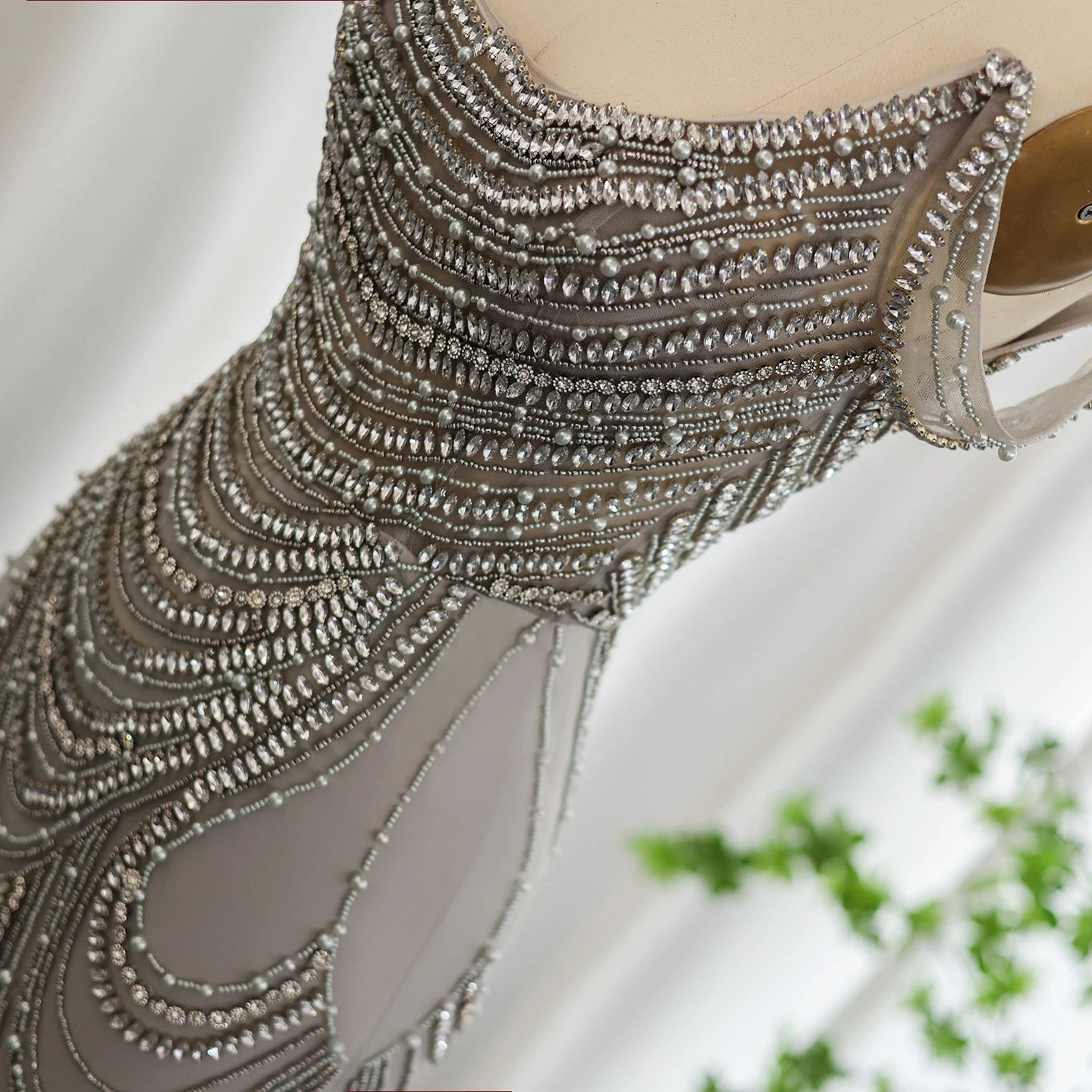 Sharon Said Luxury Crystal Silver Gray Mermaid Dubai Evening Dress Wedding Party Long Prom Graduation Gown 2025 SS403 Customized Beauty hair & fashionfj
