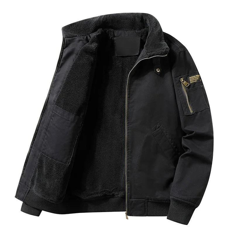 Winter Fashion Trendy Jacket for Men, Padded with Fleece and Thickened Lambswool, Casual and Loose-fitting,Warm Clothing for Men