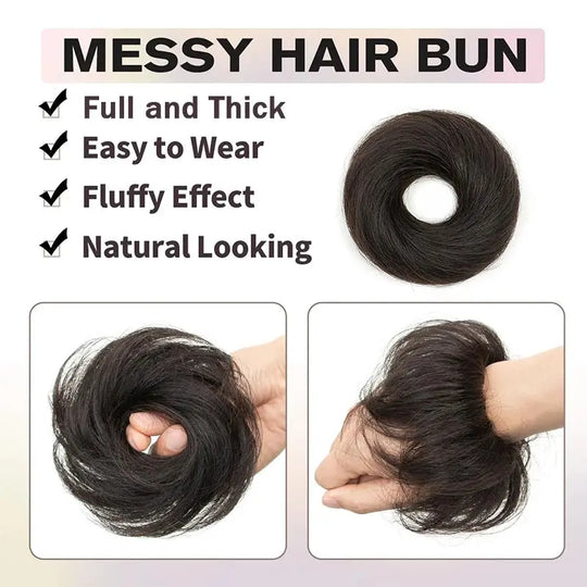 Short Ponytail Bun Hair Extensions Tousled Updo Bun Hairpieces With Elastic Rubber Band Hair Accessories Beauty hair & fashionfj
