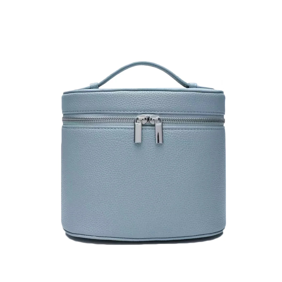 Customizable Name Portable Travel Storage Bag - Removable Cosmetic Bag with Separate Washing Compartment Pebble Leather
