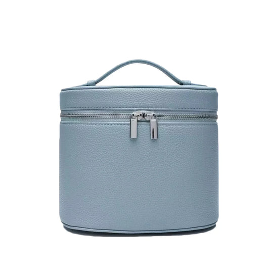 Customizable Name Portable Travel Storage Bag - Removable Cosmetic Bag with Separate Washing Compartment Pebble Leather