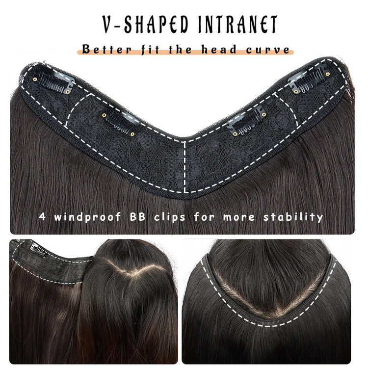 WIGSIN 22Inch Synthetic V-shaped Layered 4 Clips Long Straight Hair Extension Fashion Invisible Hairpiece Wig for Women Beauty hair & fashionfj