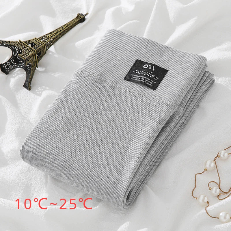 Winter Leggings Thick Thermal Pants High-waisted Leggings Women's Threaded Leggings Comfortable Stretch Leggings Black Thin