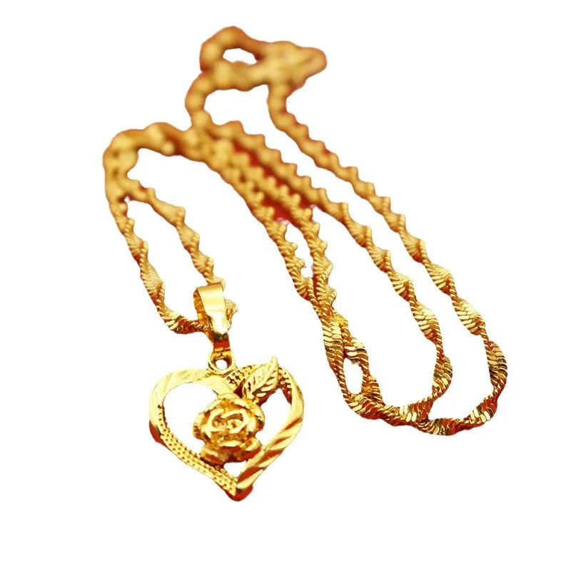 9999 24K REAL gold necklace women's real gold necklace pendant gold necklace women's jewelry fashion hundred items Beauty hair & fashionfj