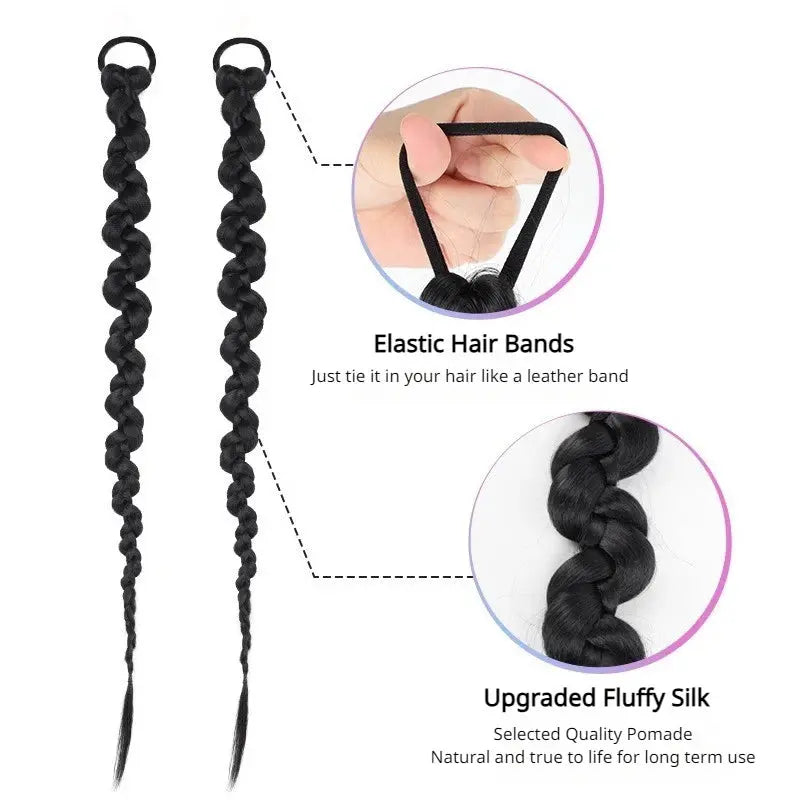 Fashion  Braided Ponytail Hair Extensions with Hair Ties for Women Twist Braid Personality Hot Girl Kink Braid Hip Hop Girl Beauty hair & fashionfj