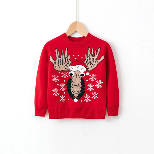 Christmas Children Knit Clothes 2023 New Kids Sweaters Boys Girls Warm Knitted Autumn Winter Toddler Cartoon Print Casual Jumper