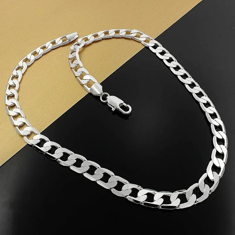 925 Sterling Silver Necklace For Men's women 16/18/20/22/24 Inches Classic 6MM Chain Luxury Jewelry Wedding Christmas Gifts Beauty hair & fashionfj