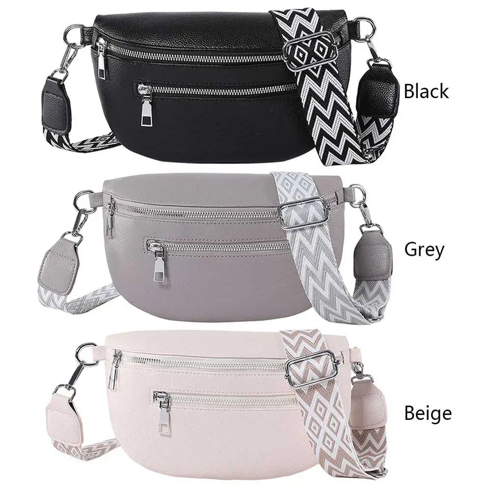 Women Stylish Crossbody Bag with Wide Strap Fashion Sling Bag Multi-pocket Coin Phone Purse Travel Outdoor Bag