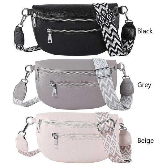 Women Stylish Crossbody Bag with Wide Strap Fashion Sling Bag Multi-pocket Coin Phone Purse Travel Outdoor Bag