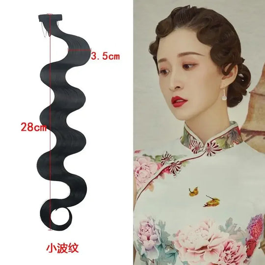 Synthetic 1 pcs Vintage Women Cheongsam Wavy Fake Bangs Wig Antique Curly Hair Piece Hair Extension Headdress Styling