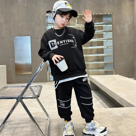 Boys Sweatshirts +Pants Kids Suits 2PCS/Set Cotton 2025 Luminous Spring Autumn Cotton High Quality Christmas Gift Children Cloth Beauty hair & fashionfj