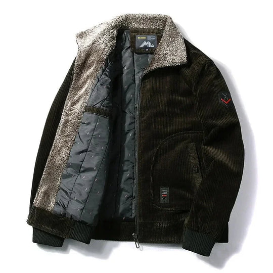 Winter Jacket Men Male Thermal Windbreaker Plus Size Men's Warm Winter Corduroy Jackets and Coats Fur Collar Casual Outwear