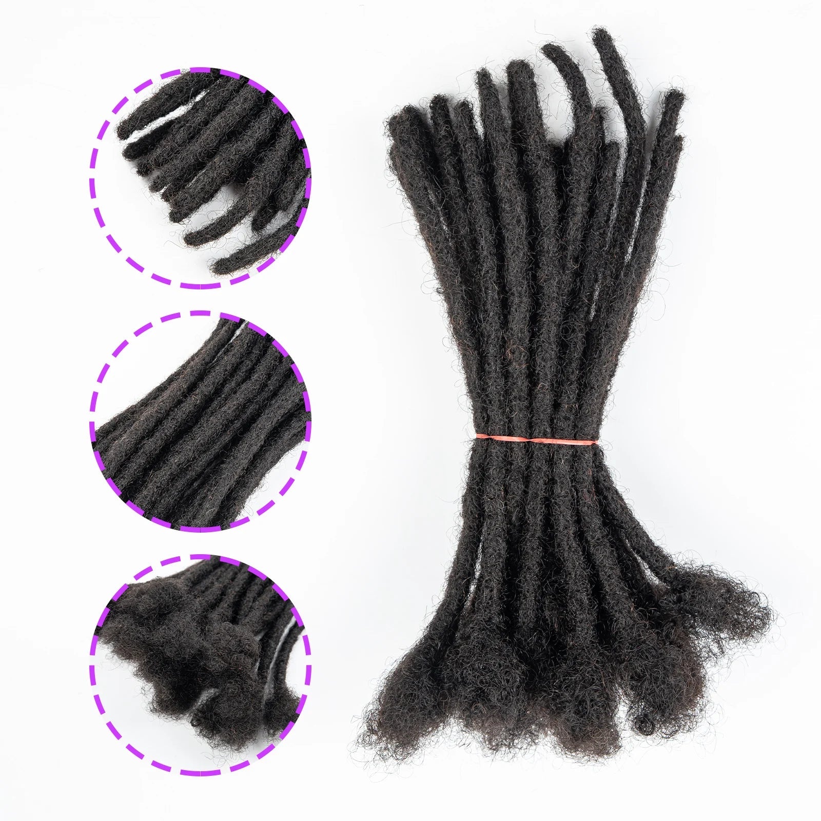 0.6cm Thickness Real Human Hair Dreadlock Extensions for Men/Women Full Handmade Permanent Locs Extensions Human Hair 4-8 Inches Beauty hair & fashionfj