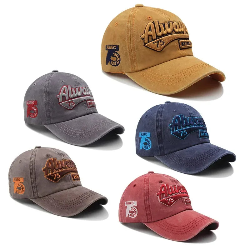 2025 Spring/Summer Unisex Cotton Baseball Cap Vintage Washed with Alphabet  ALWAYS Embroidery - Hip-Hop Inspired Snapback Design Beauty hair & fashionfj