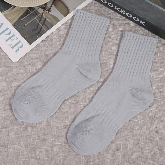 1/3pairs Cotton Men Socks Sport Mid Tube Autumn Winter Knitted Warm Cold-proof Stocking Black White Gray Simple Indoor Floor Sox