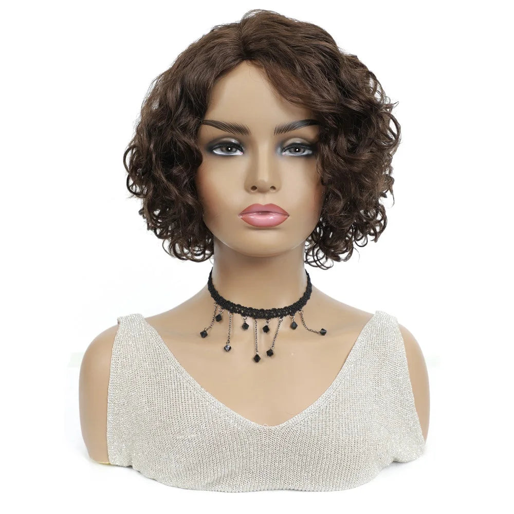 Loose Deep Brazilian Human Hair Wigs For Black Women IJOY Light Brown L Part  Full Machine Made Wigs Non-Remy Hair Wigs Beauty hair & fashionfj