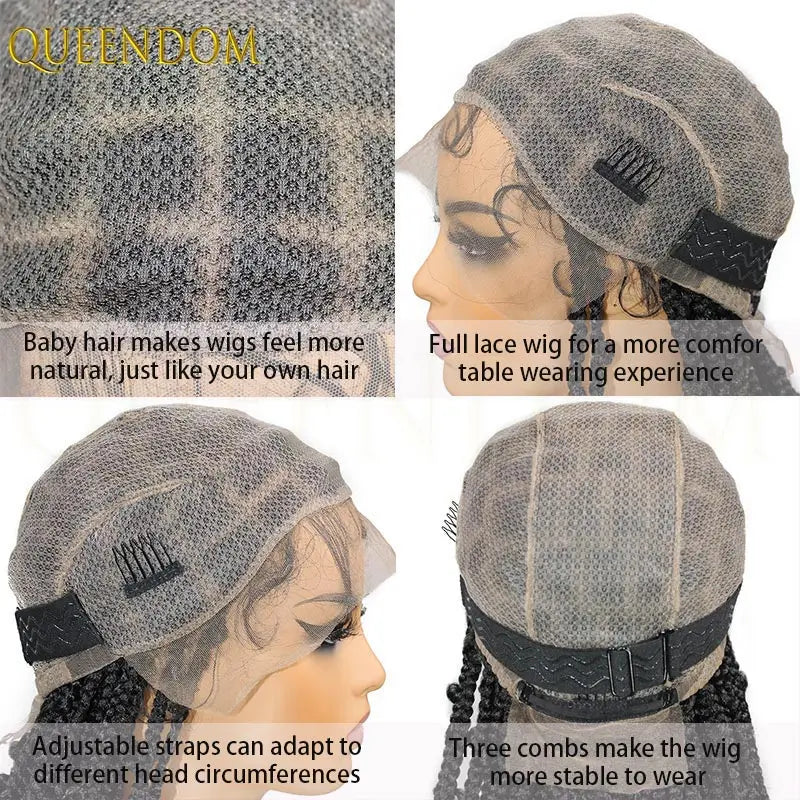 38" Synthetic Butterfly Braided Wigs Full Lace Wigs Braiding Hair Wig Goddess Locs Box Braids Wig For Black Women Afro One Sale Beauty hair & fashionfj