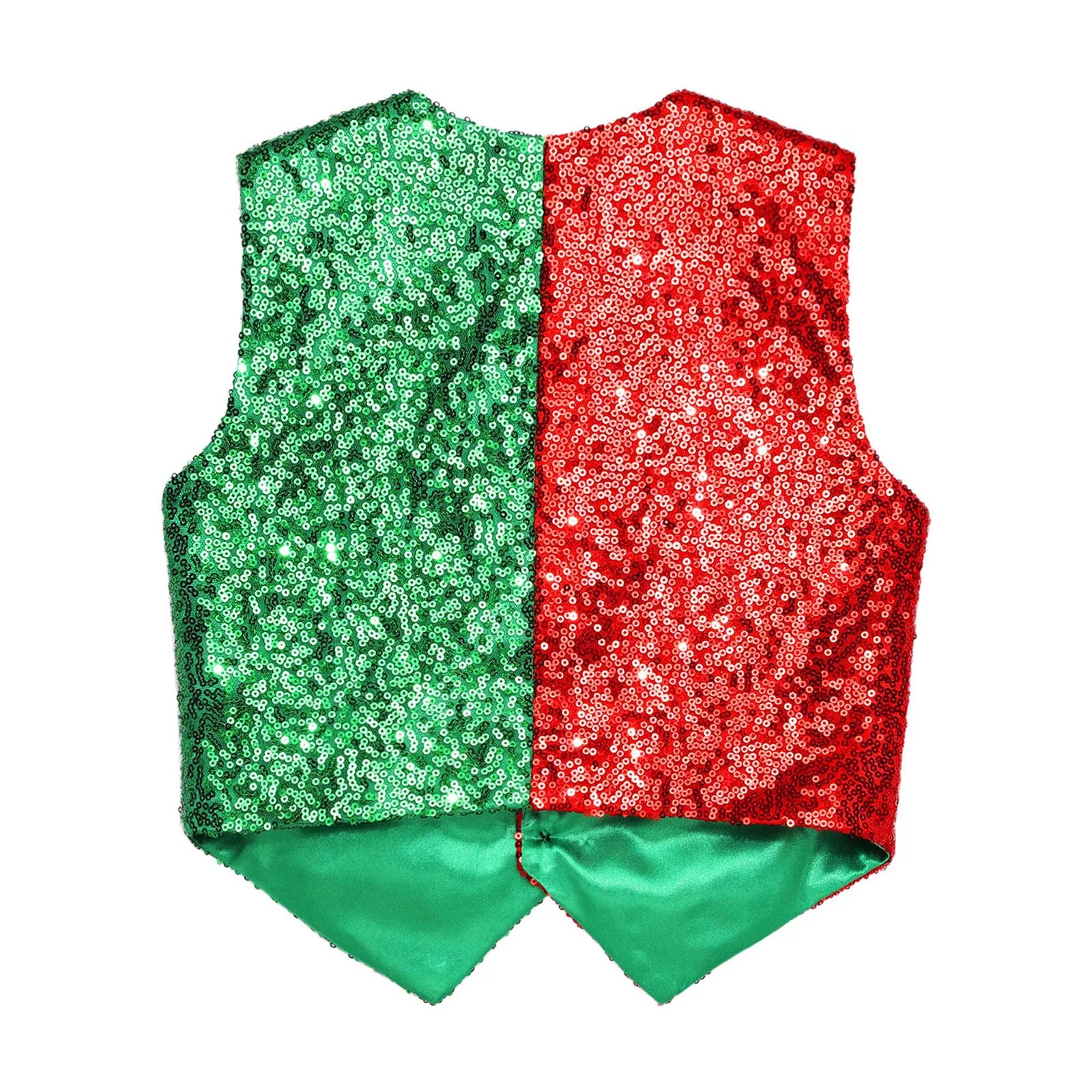 Boys Christmas Clothes Shiny Sequin Vest Halloween Magic Circus Choir Stage Performance Cosplay Costume Jazz Dance Waistcoat