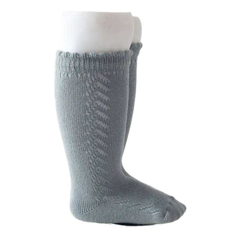 New Children's Socks For Boys Girls Knitted Cotton Long Sock Knee High Toddlers Stockings Summer Hollow Out Infant Baby Socken