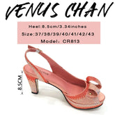 Venus Chan Newest INS Style Peach Color Rhinestone Elegant High Heels Nigeria Popular Design African Ladies Shoes And Bag Set Beauty hair & fashionfj
