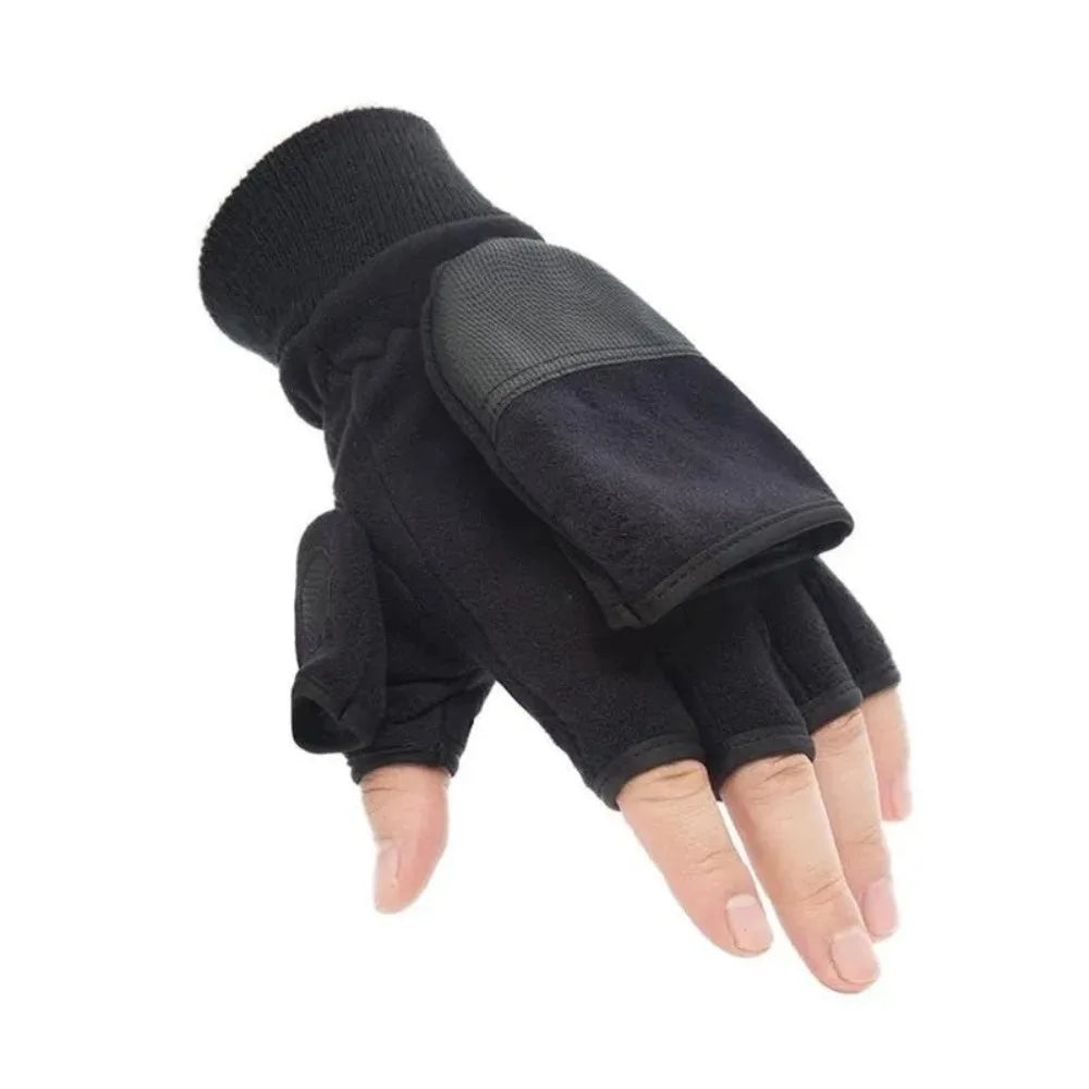 High Quality Black Winter Gloves Half Finger Flip Cover Fishing Gloves Anti-Slip Warm Photography Gloves Unisex