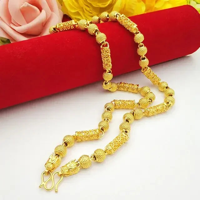 Mens and womens 18K gold necklace AU750 ball chain transfer domineering jewelry boss chain free shipping with certificate Beauty hair & fashionfj
