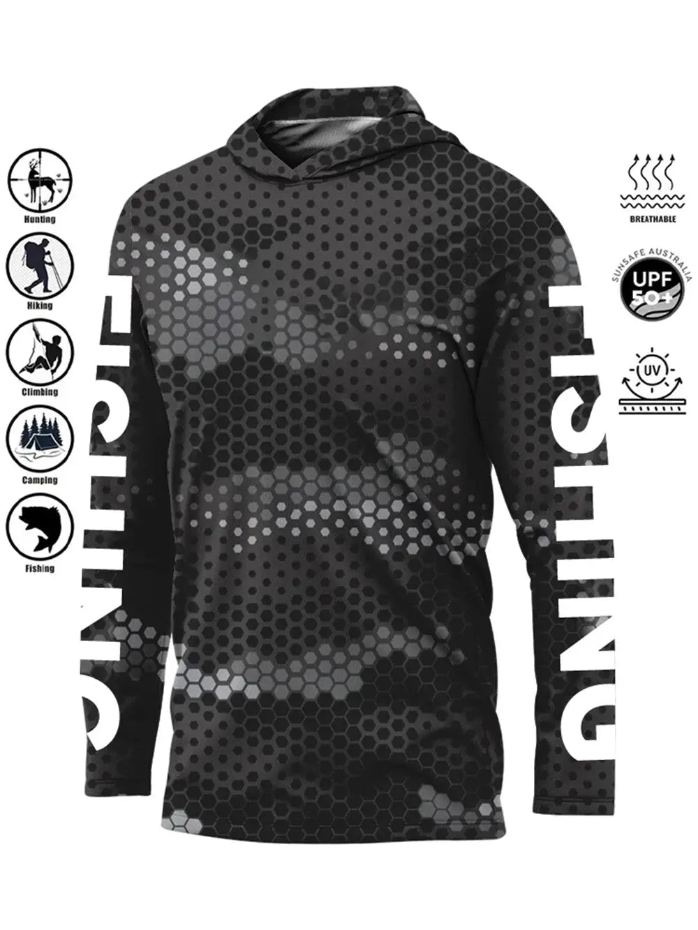 Fishing Shirt Hooded Outdoor Uv Protection Large Size Man Camouflage Printing Moisture Wicking Jersey Fishing Apparel Tops Beauty hair & fashionfj