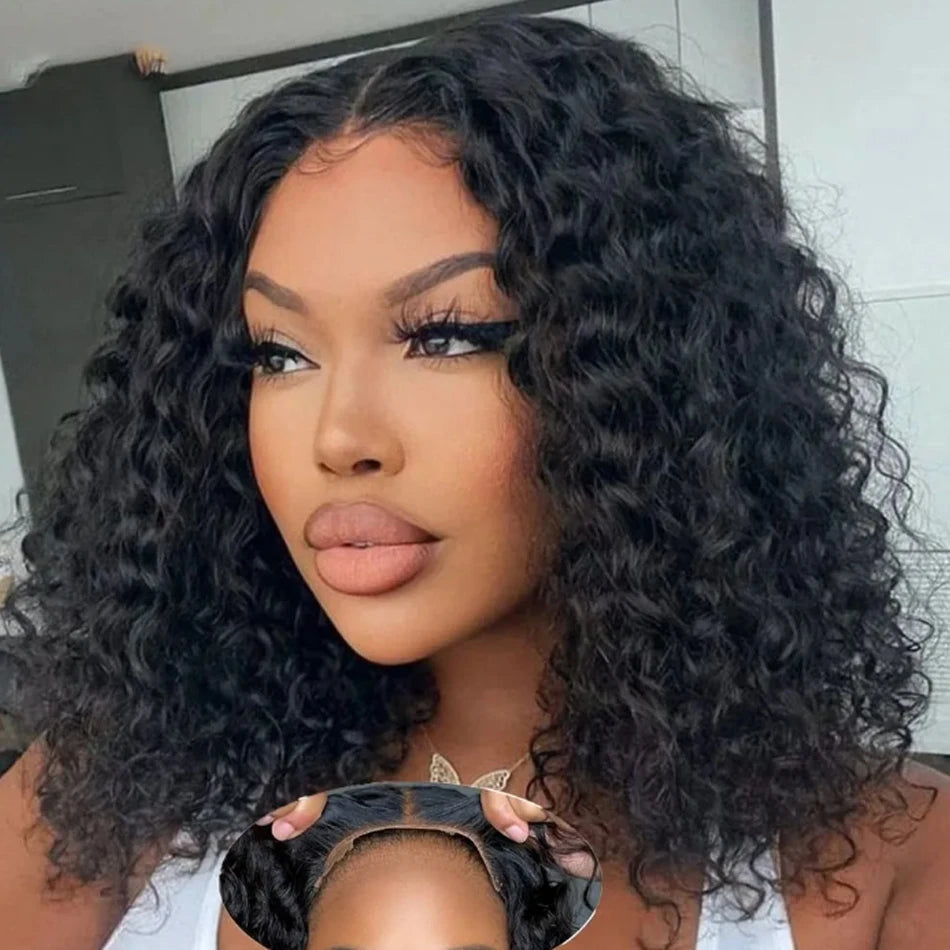 Brazilian Wear And Go Loose Water Wave Wet And Wavy Lace Frontal Human Hair Wigs Curly Bob Glueless Wigs For Black Women Cheap