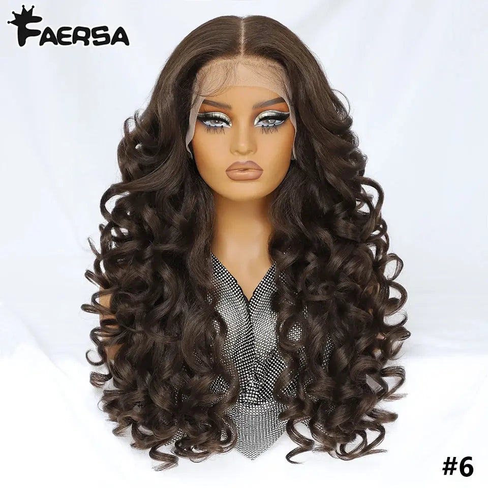 Latisha 13X6 HD 13X5X1 Synthetic Lace Front Wigs Curly Pre Plucked Lace Frontal Wig with Bangs for Women Highlight with Babyhair Beauty hair & fashionfj