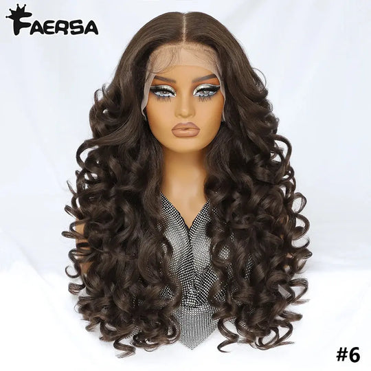 Latisha 13X6 HD 13X5X1 Synthetic Lace Front Wigs Curly Pre Plucked Lace Frontal Wig with Bangs for Women Highlight with Babyhair Beauty hair & fashionfj