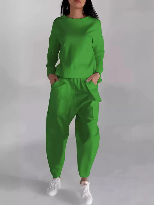 Women's suits 2024 European and American new fashion lace-up technology multi-pocket trendy sports solid color casual pants suit Beauty hair & fashionfj
